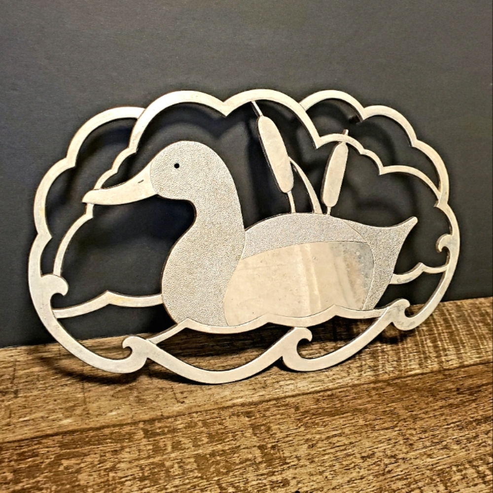 Duck Metal Trivet Japan WM A Walker. Silver Plated Zinc.